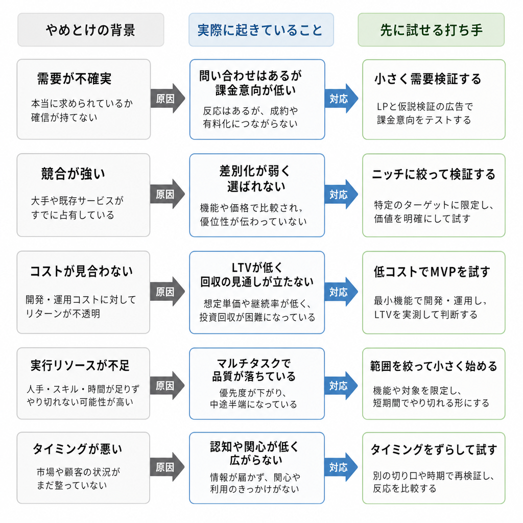 不動産投資の失敗パターンと打ち手を対応させた一覧表